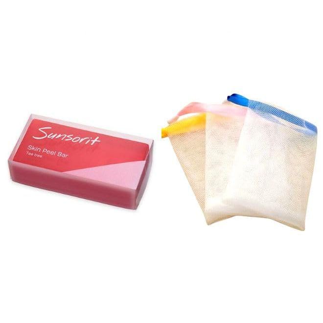 Amazon | サンソリット スキンピールバー 赤 石鹸ネット付き 135g